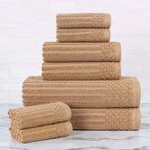 Soho Ribbed Cotton Absorbent Medium Weight 8 Piece Towel Set